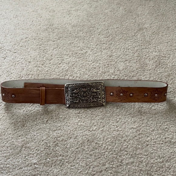 Vintage Garuglieri Leather Belt with Bird Enbossed Buckle - Picture 3 of 9